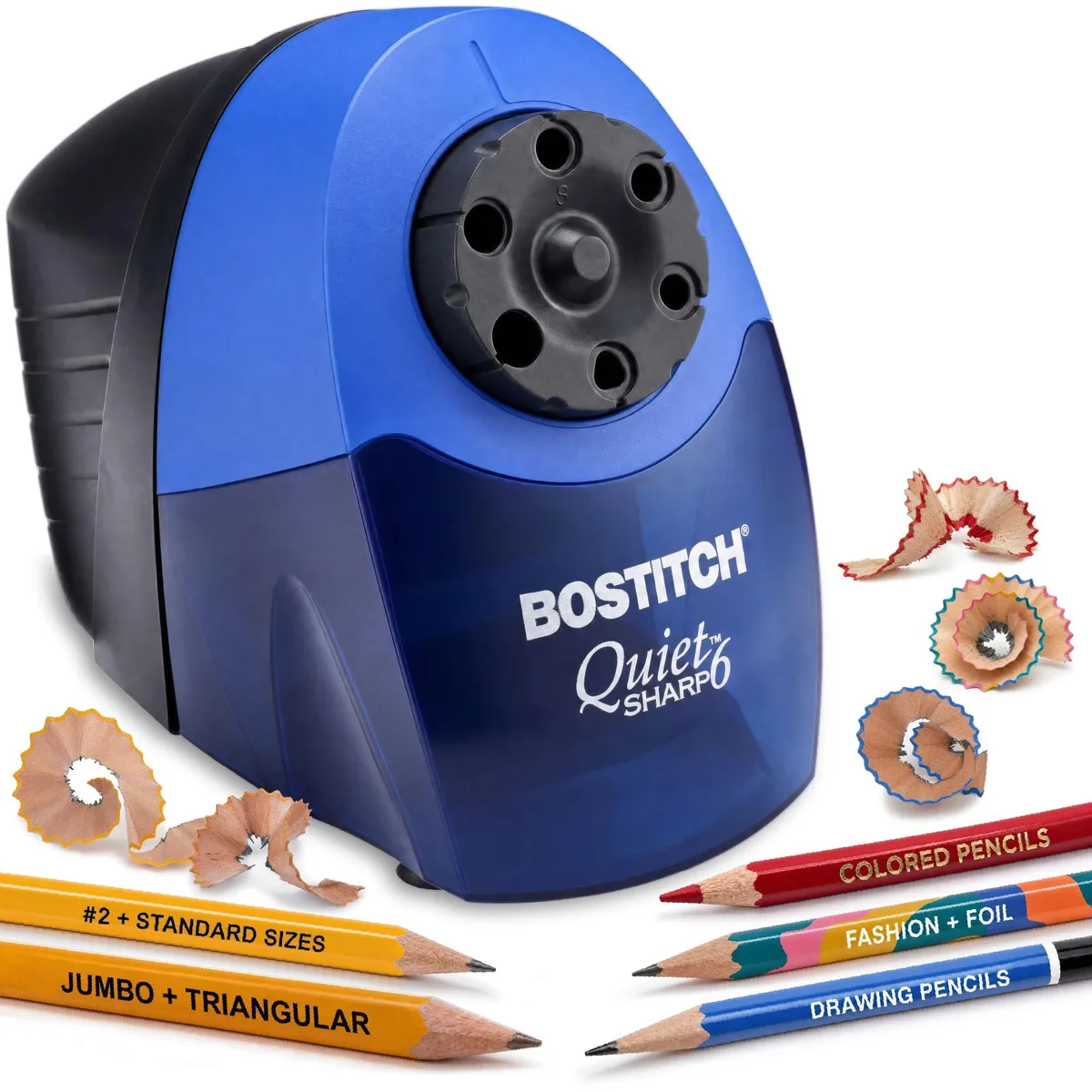  Bostitch QuietSharp 6 Electric Pencil Sharpener EPS10HC Blue — product photo