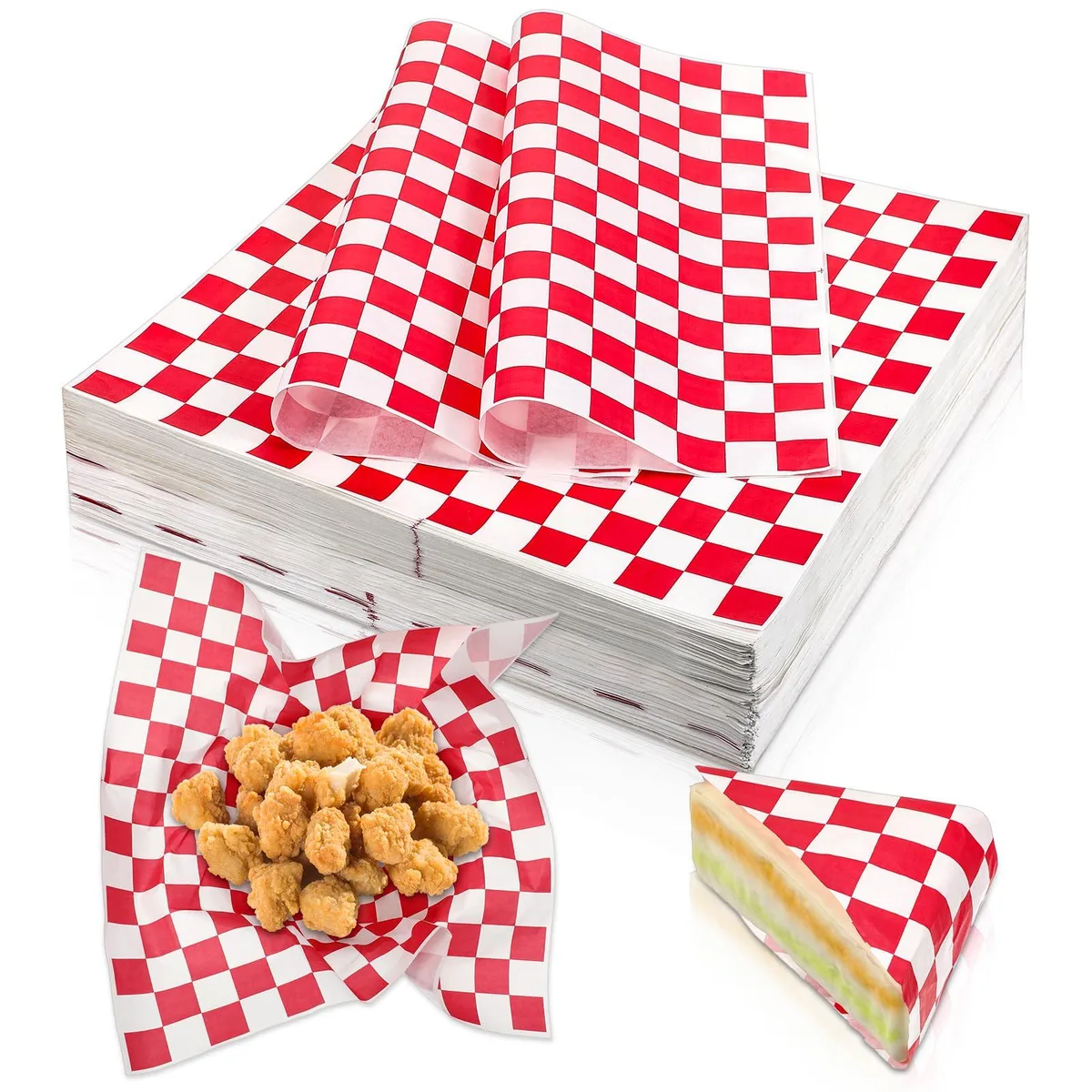  simarro 660980_vZ1MH7Vm Checkered Deli Paper 11.81x11.81in 1000 Sheets Red/White — product photo