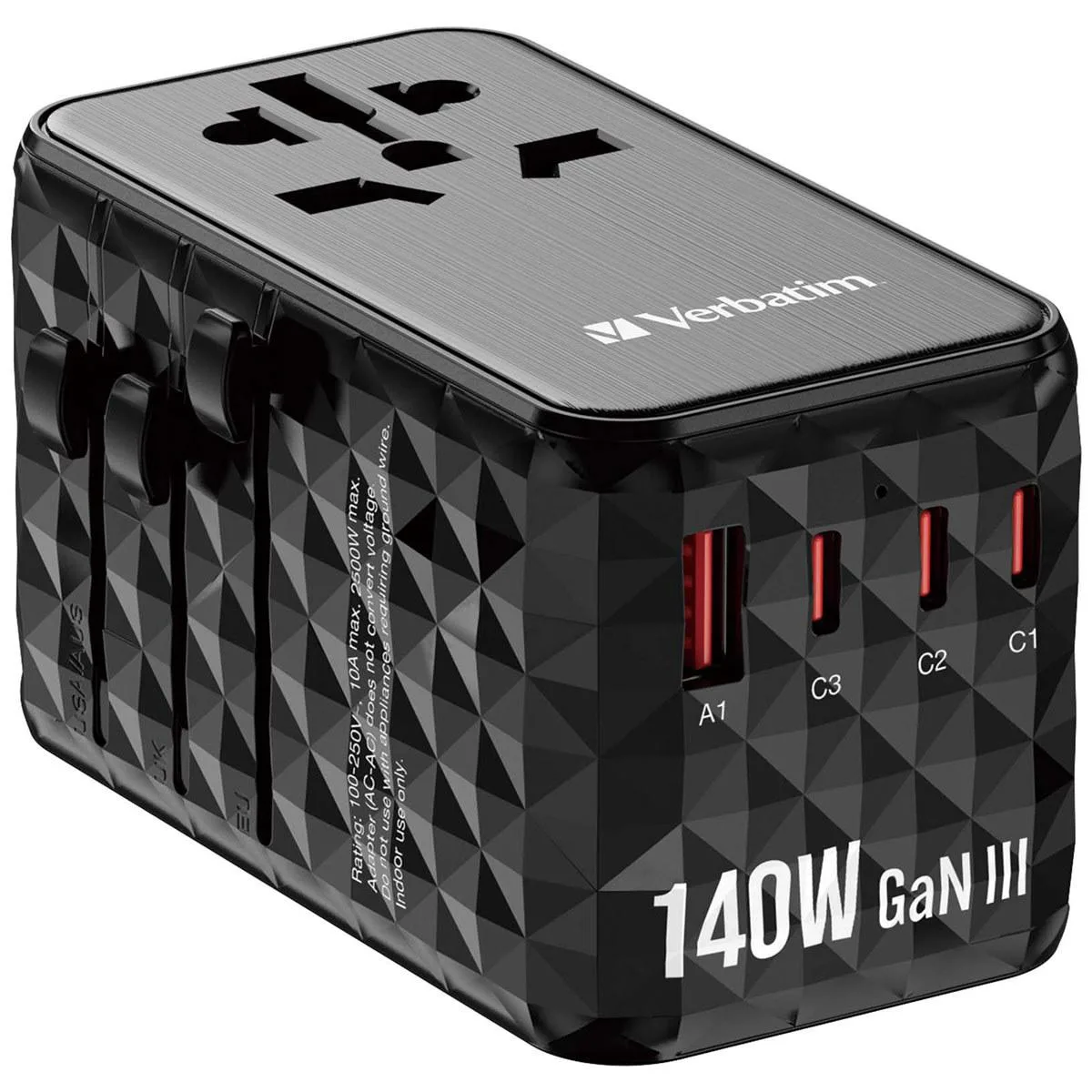 VERBATIM Verbatim UTA-10 GaN III 140W Universal Travel Adapter — product photo