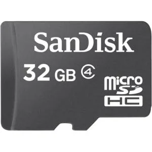 SanDisk SanDisk SDSDQ-032G-A46A 32GB microSDHC Class 4 memory card with adapter — product photo