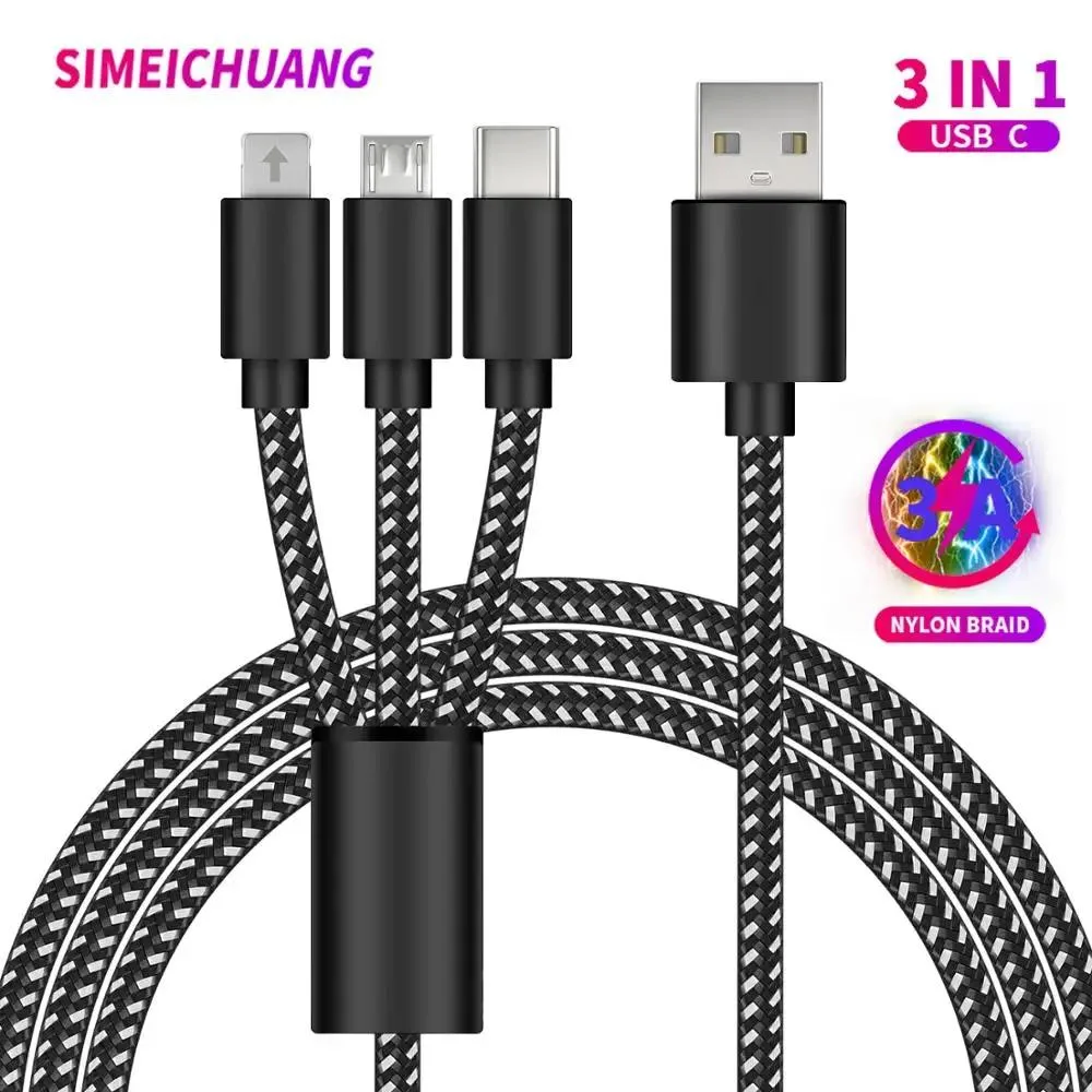 Defendwe Defendwe 3-in-1 USB cable 3A 1.2m nylon braided — product photo