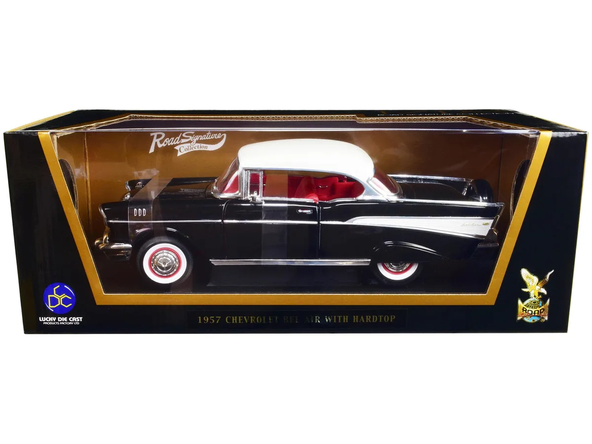 ROAD SIGNATURE ROAD SIGNATURE 1957 Chevrolet Bel Air Hardtop 1/18 Diecast Black White Red — product photo