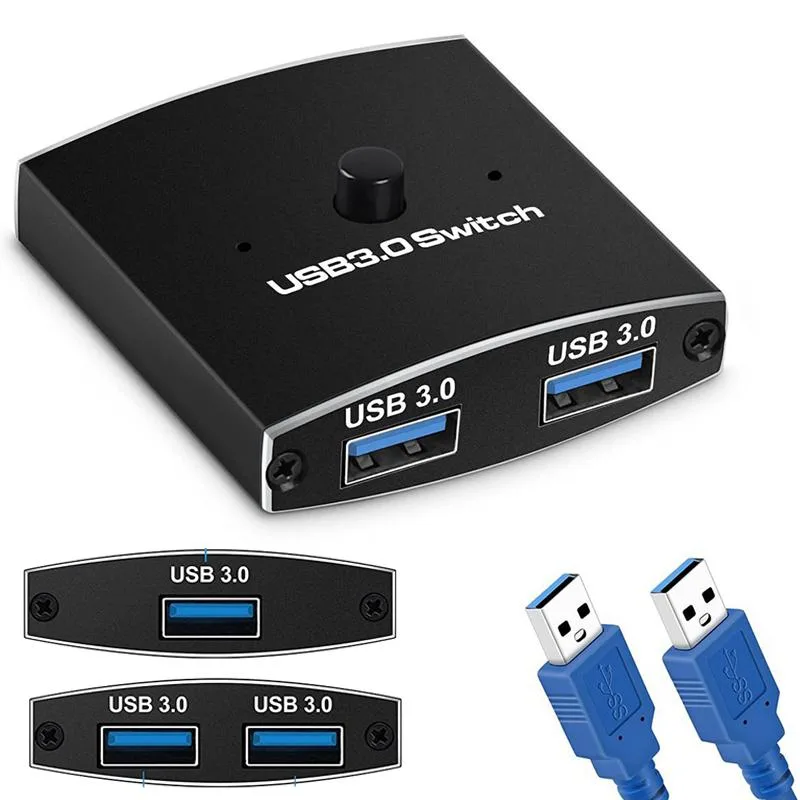 Jansicotek Jansicotek OZU3 Bi-Directional USB 3.0 Switch 2-in-1/1-in-2 with 2 cables — product photo