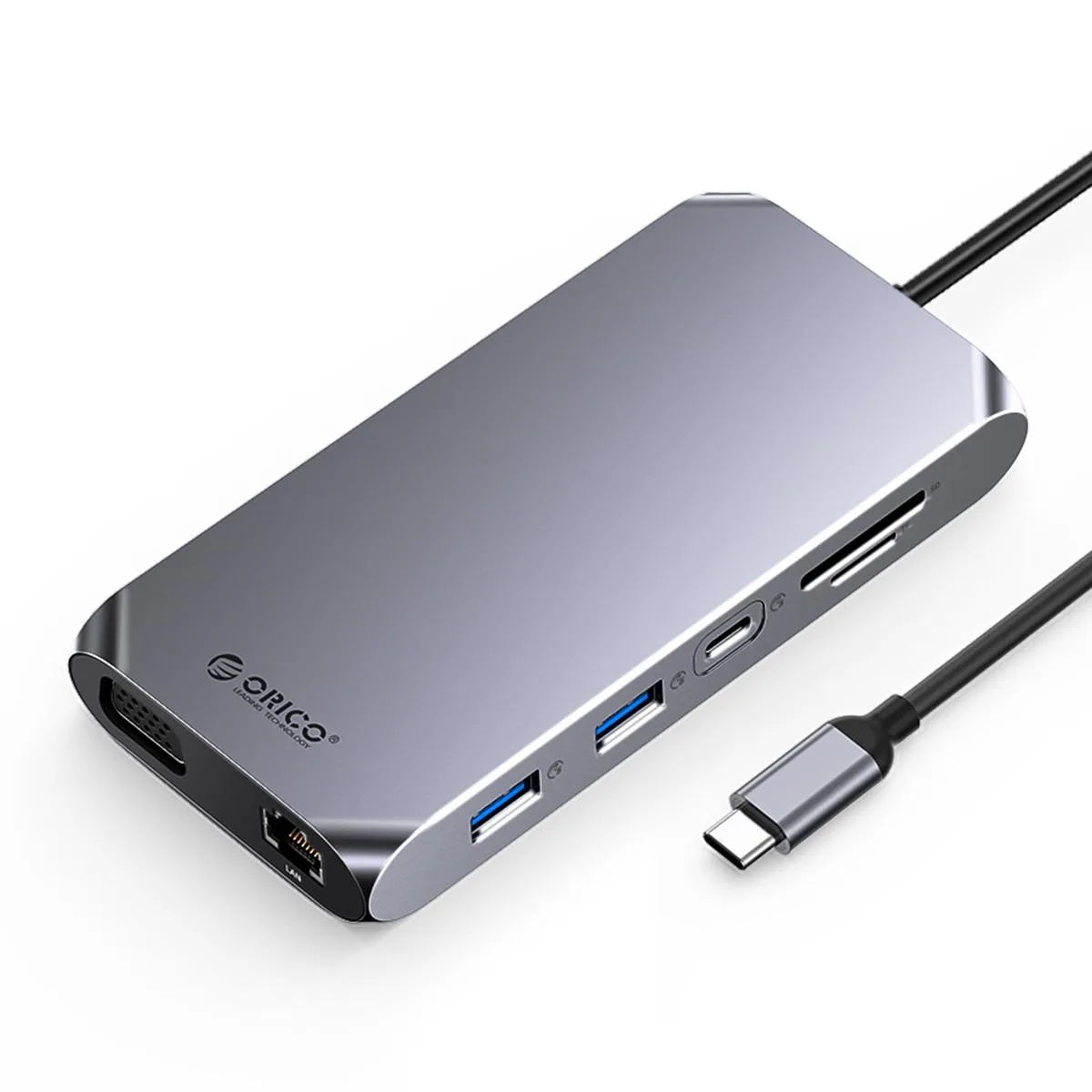 Orico Orico 12-in-1 USB-C Docking Station 100W PD Gray — product photo