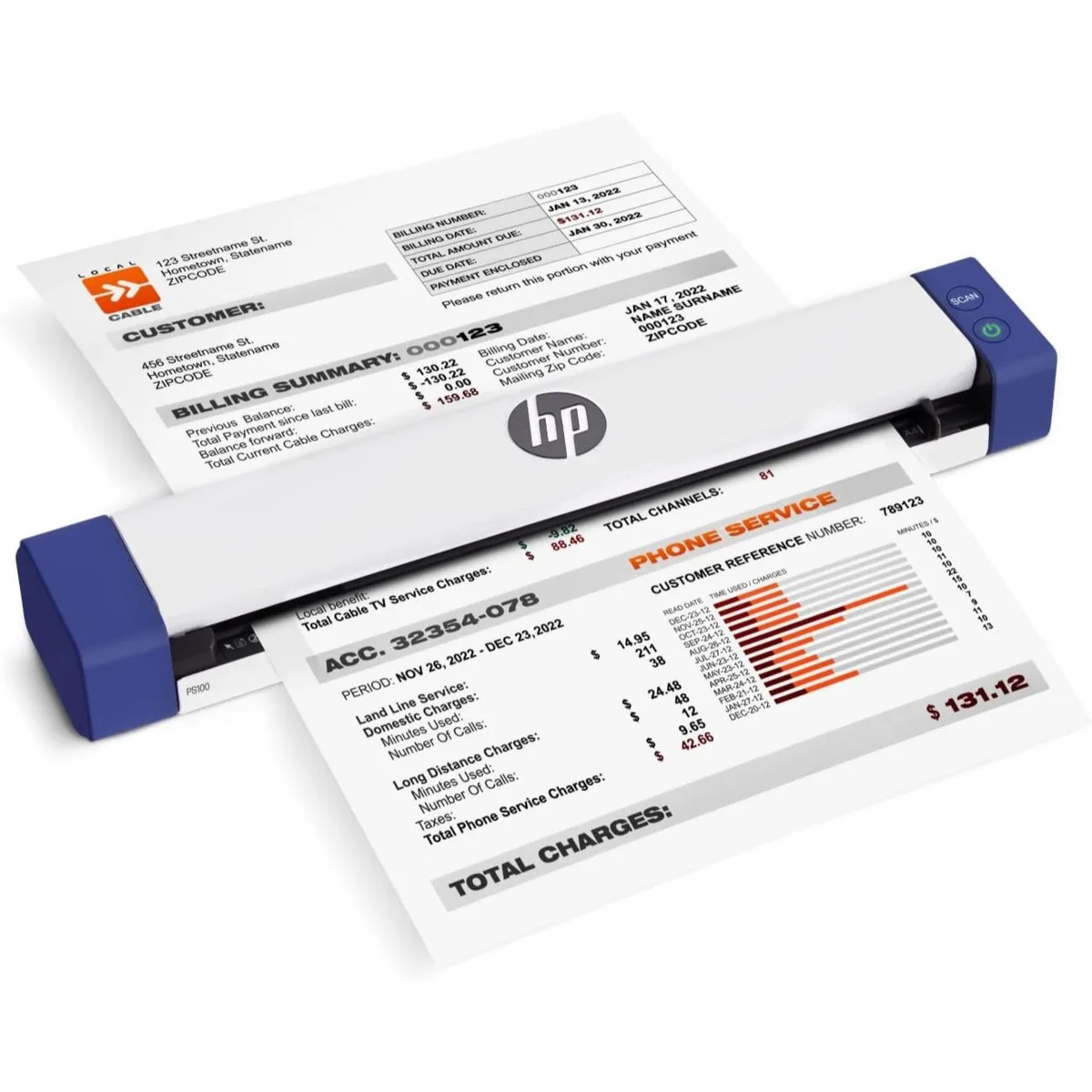 HP HP HPPS100 Document Scanner 15 ppm 8.5 x 14 in 0.8 lbs — product photo