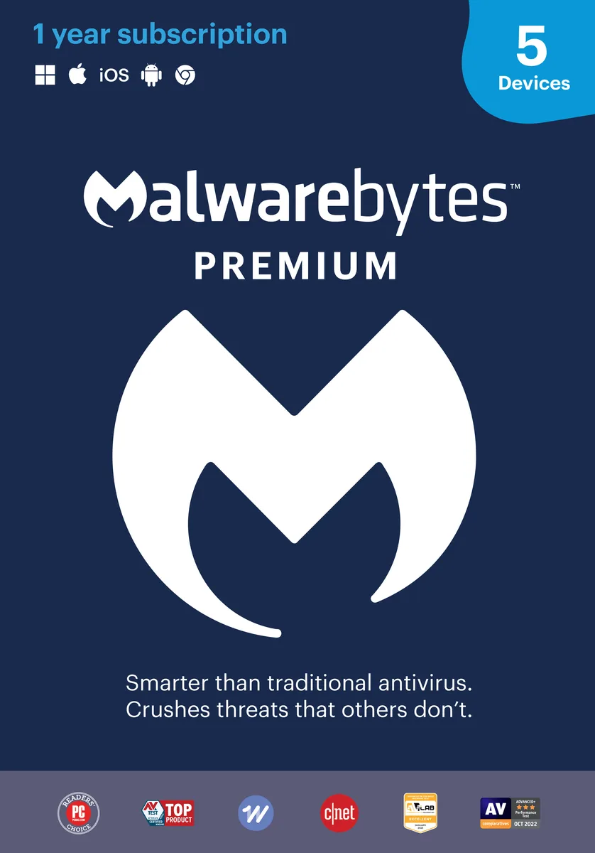 Malwarebytes Malwarebytes Premium internet security 5 devices 1 year — product photo