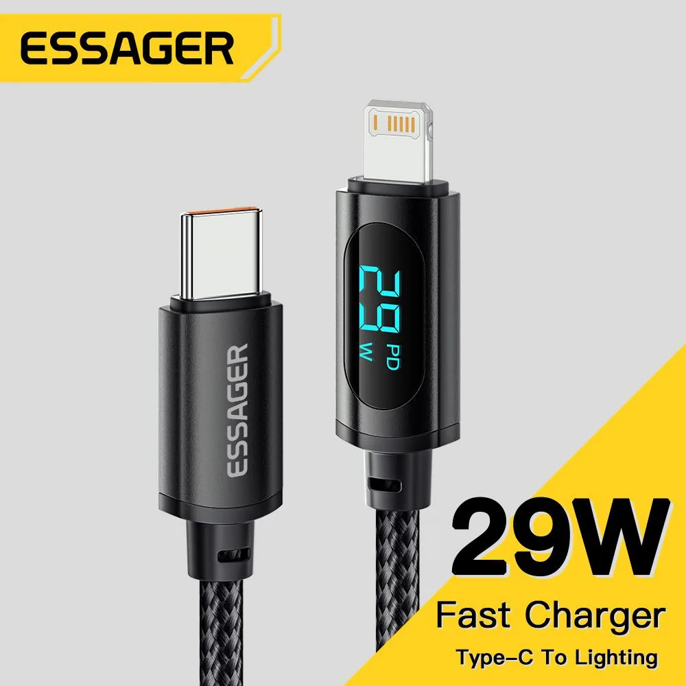 LUOM LUOM Essager XRI USB-C to Lightning Cable 6.6FT 1Pack 29W MFi Certified Black — product photo