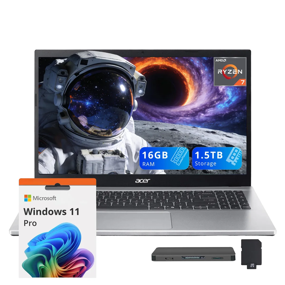 Acer America Acer America Aspire Go 15 15.6" FHD business laptop Ryzen 7 7730U 16GB 512GB Silver — product photo
