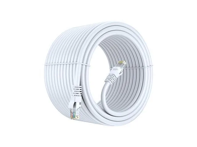 White Cat6 Ethernet cable 150 ft with gold RJ45 connectors