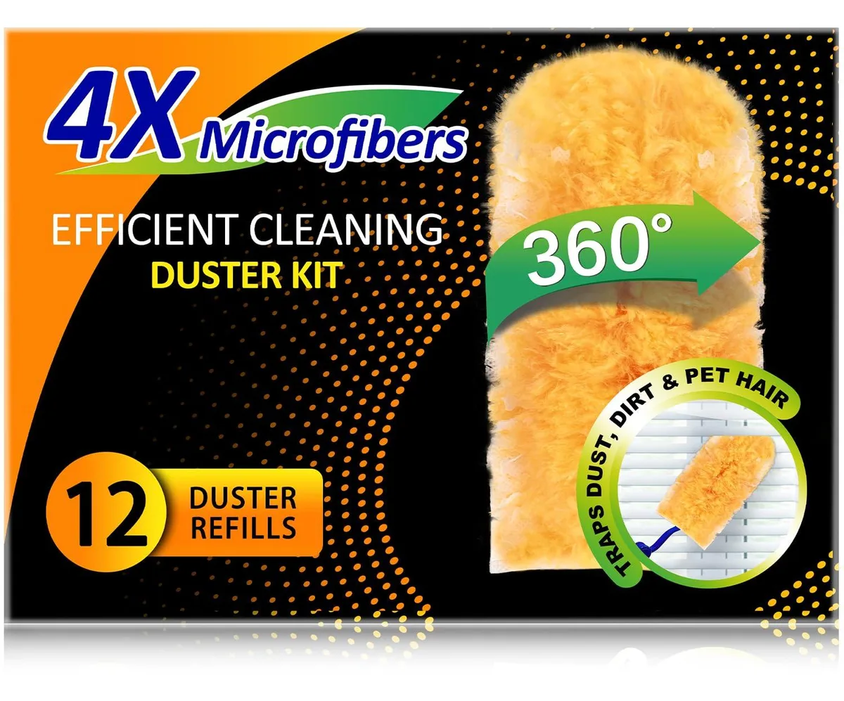 Twelve microfibre refills and a telescopic handle for 360-degree dusting