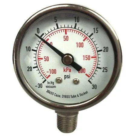 Value Brand Value Brand Commercial Pressure Gauge 4FMK8 0 to 160 psi 2 in Dial 1/4 in — product photo