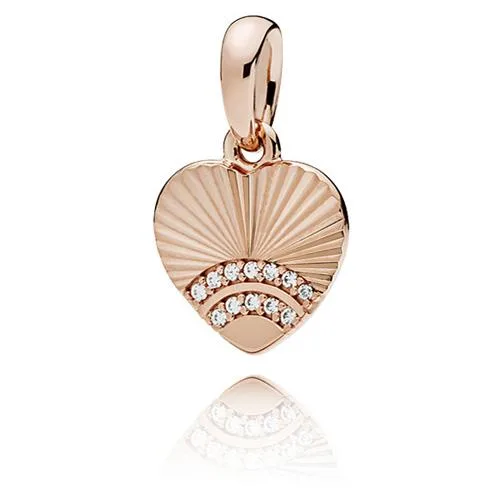 PANDORA PANDORA Heart Fan Pendant Pandora Rose 14k Rose Gold Cubic Zirconia — product photo
