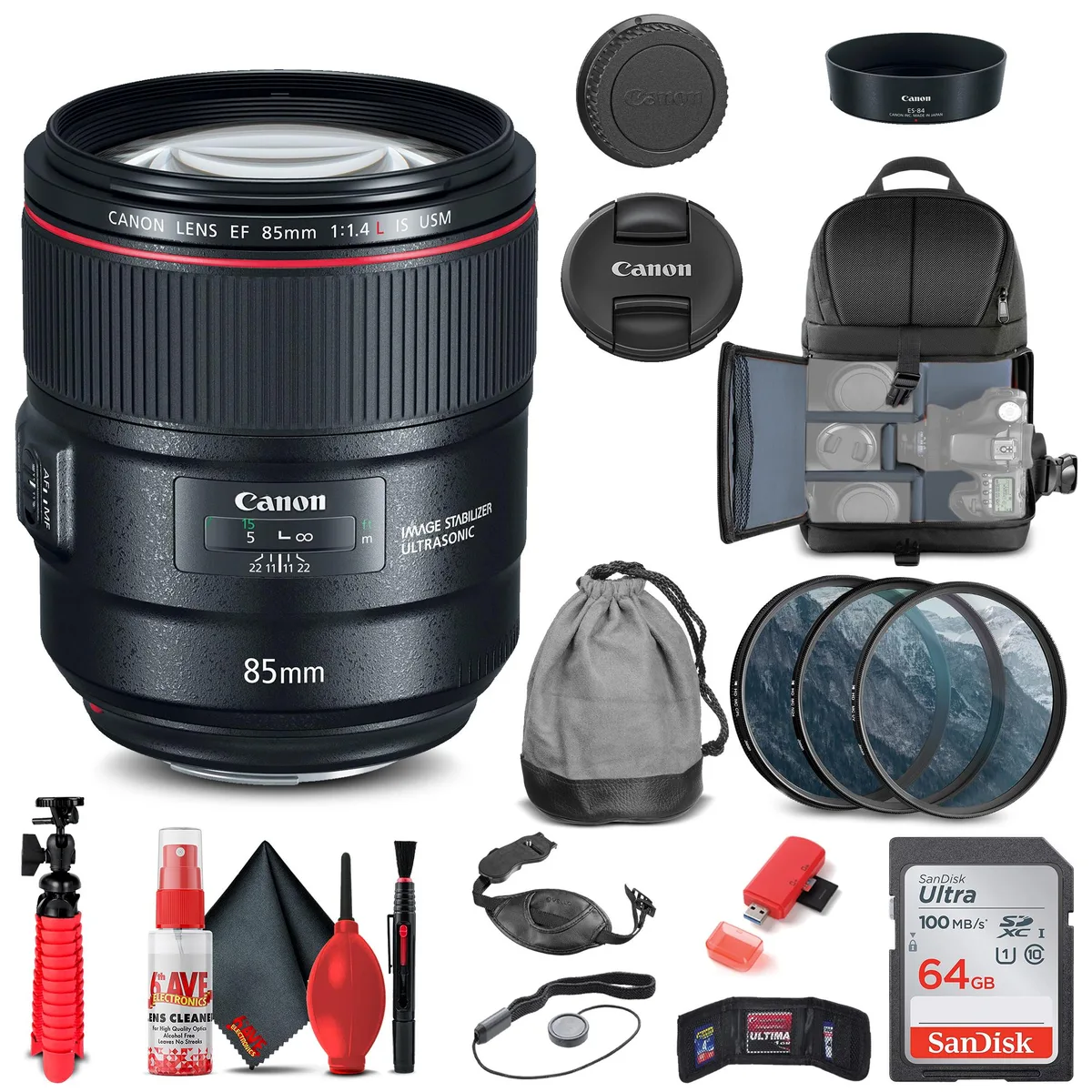 Canon Canon EF 85mm f/1.4L IS USM Lens 2271C002 Bundle Kit — product photo
