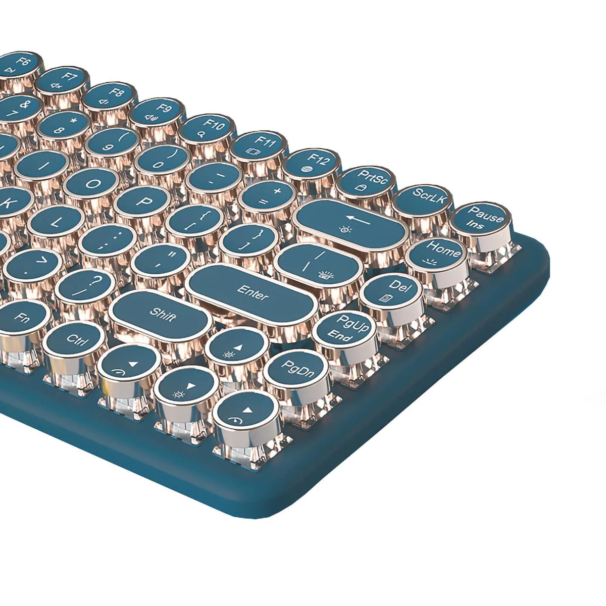 DNBeffulgent DNBeffulgent Teal Retro Typewriter Gaming Keyboard 84-Key Hot Swappable Green Switches — product photo