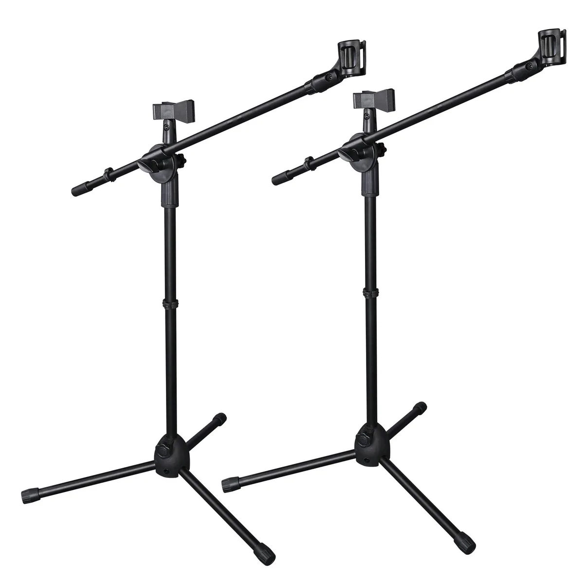 Yescom USA, Inc. Yescom 2-Pack Microphone Tripod Stand Rotating Boom Arm Dual Mic Clip Height Adjustable — product photo
