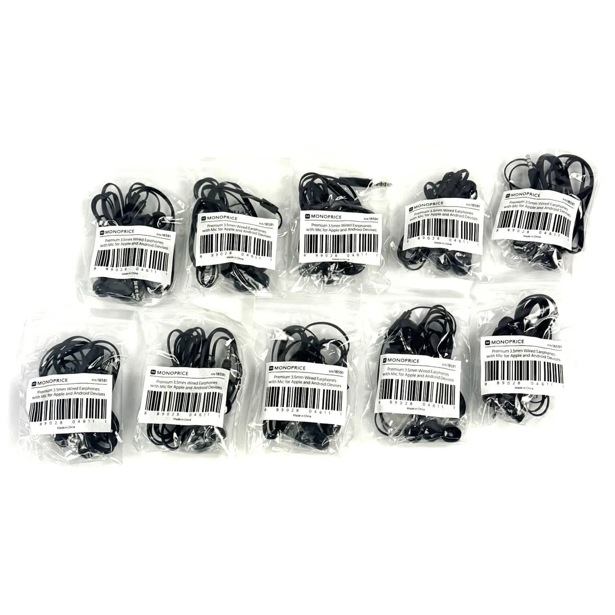 Monoprice Inc. Monoprice Premium 3.5mm Wired Earbuds 18591 - Lot of 10 — product photo