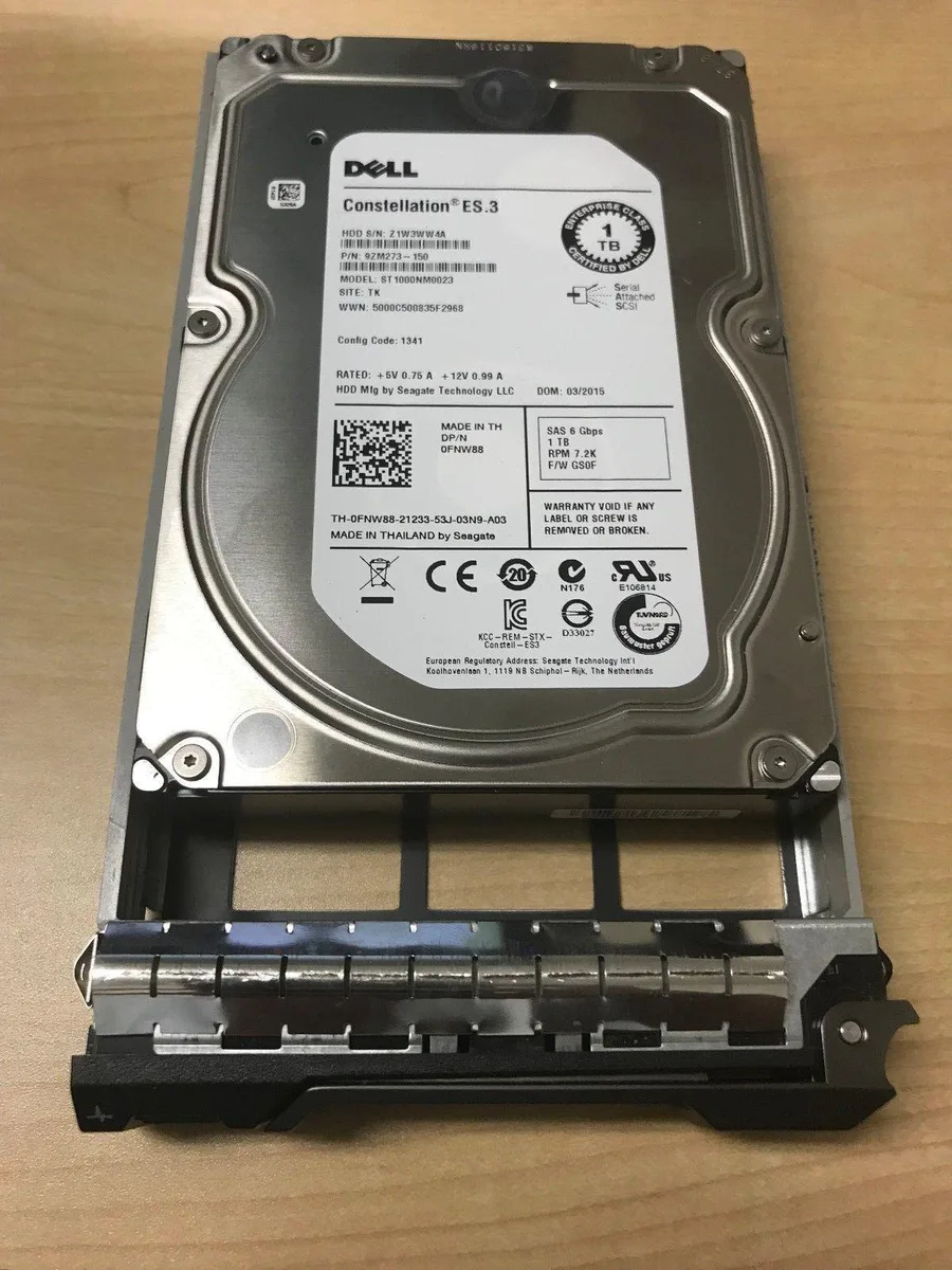 DELL DELL 0FNW88 1TB 7.2K 6GB/S SAS 3.5" LFF Hot-Plug Hard Drive With Tray — product photo
