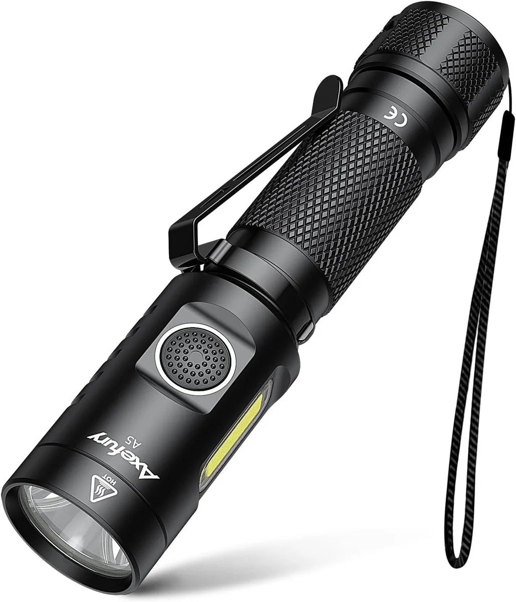 Compact magnetic COB flashlight with pocket clip, matte finish, 4.64 in length