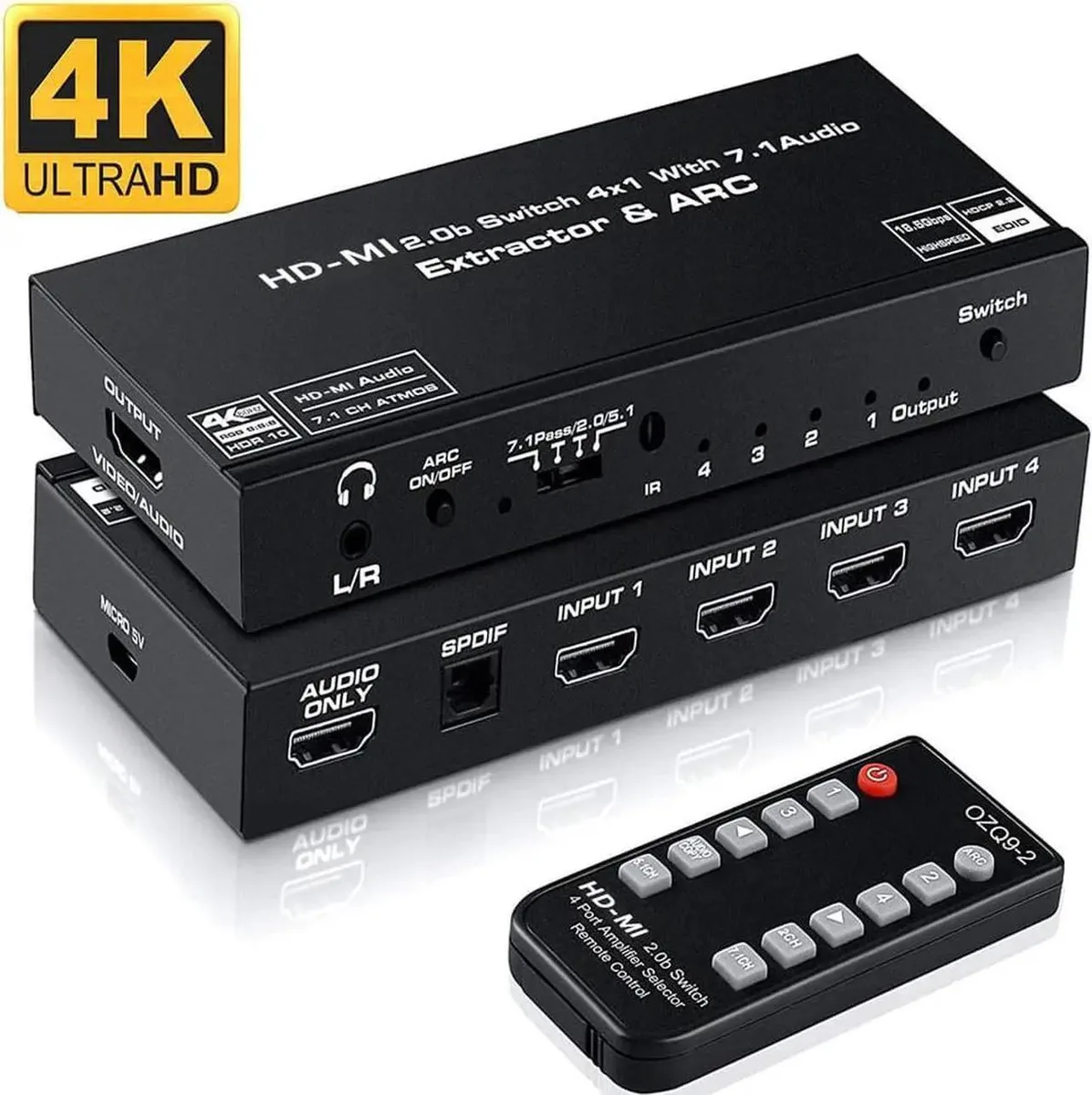 Vszerda Vszerda 4x1 HDMI 2.0 Switch Audio Extractor 4K SPDIF TOSLINK RCA — product photo
