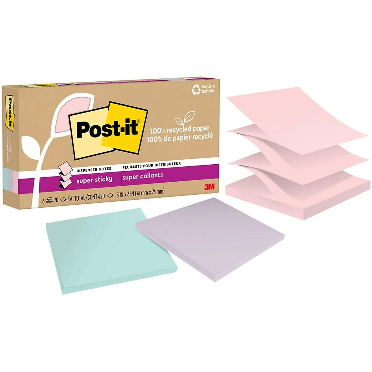 3M 3M R330R-6SSNRP Sticky Note 70 Sheet 6 Pad — product photo