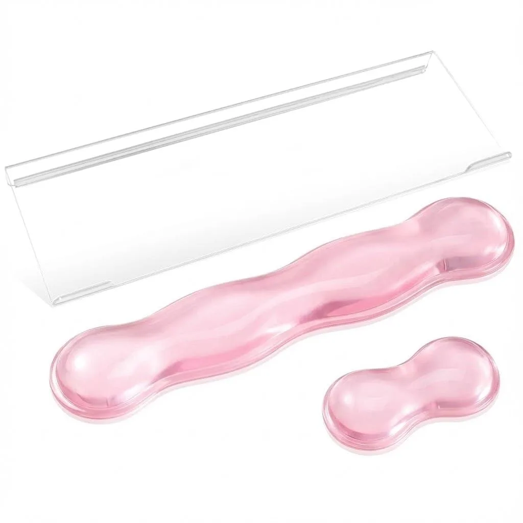 Rskinieei GKT01 Clear Acrylic Keyboard Stand & Gel Wrist Rest Set 16.9 in — product photo