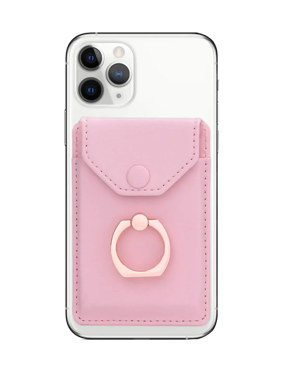 No Sew No Sew Stick-On Card Wallet with 360° Ring Stand Pink — product photo