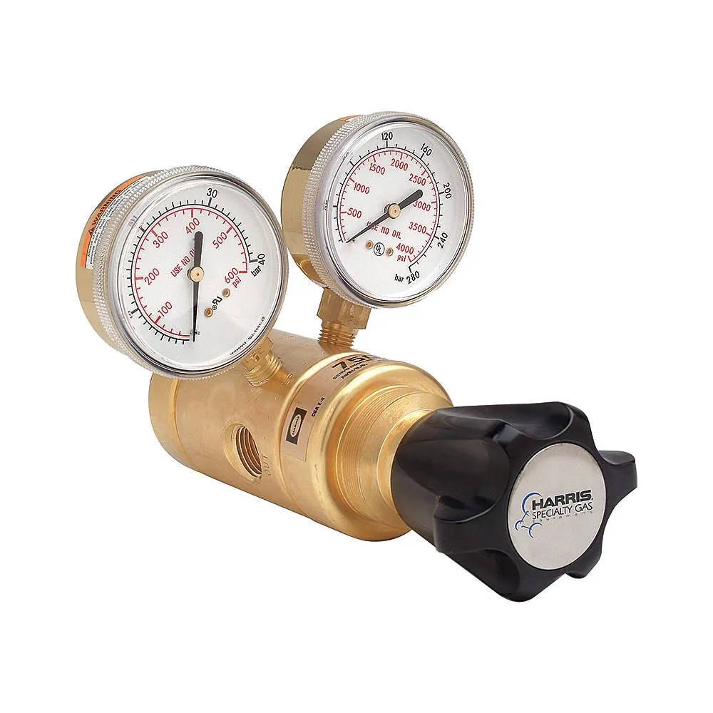 Brass gas regulator with knob control and cylinder mounting