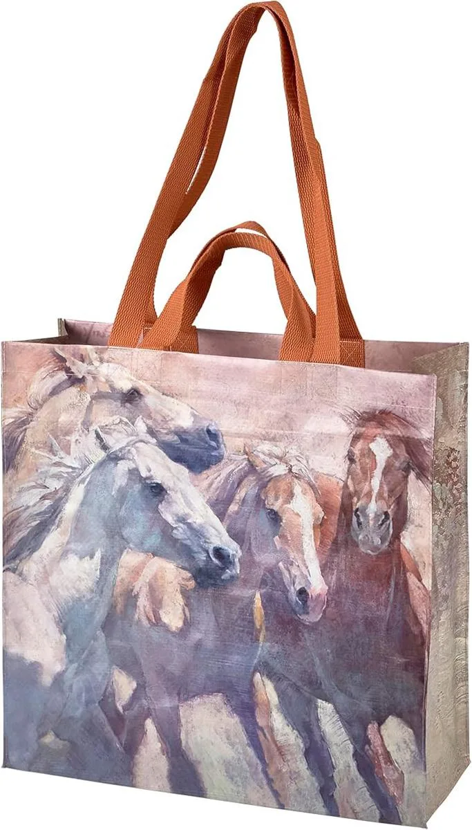 Primitives By Kathy Primitives By Kathy Market Tote Running Horses Double Sided 15.50 x 15.25 — product photo
