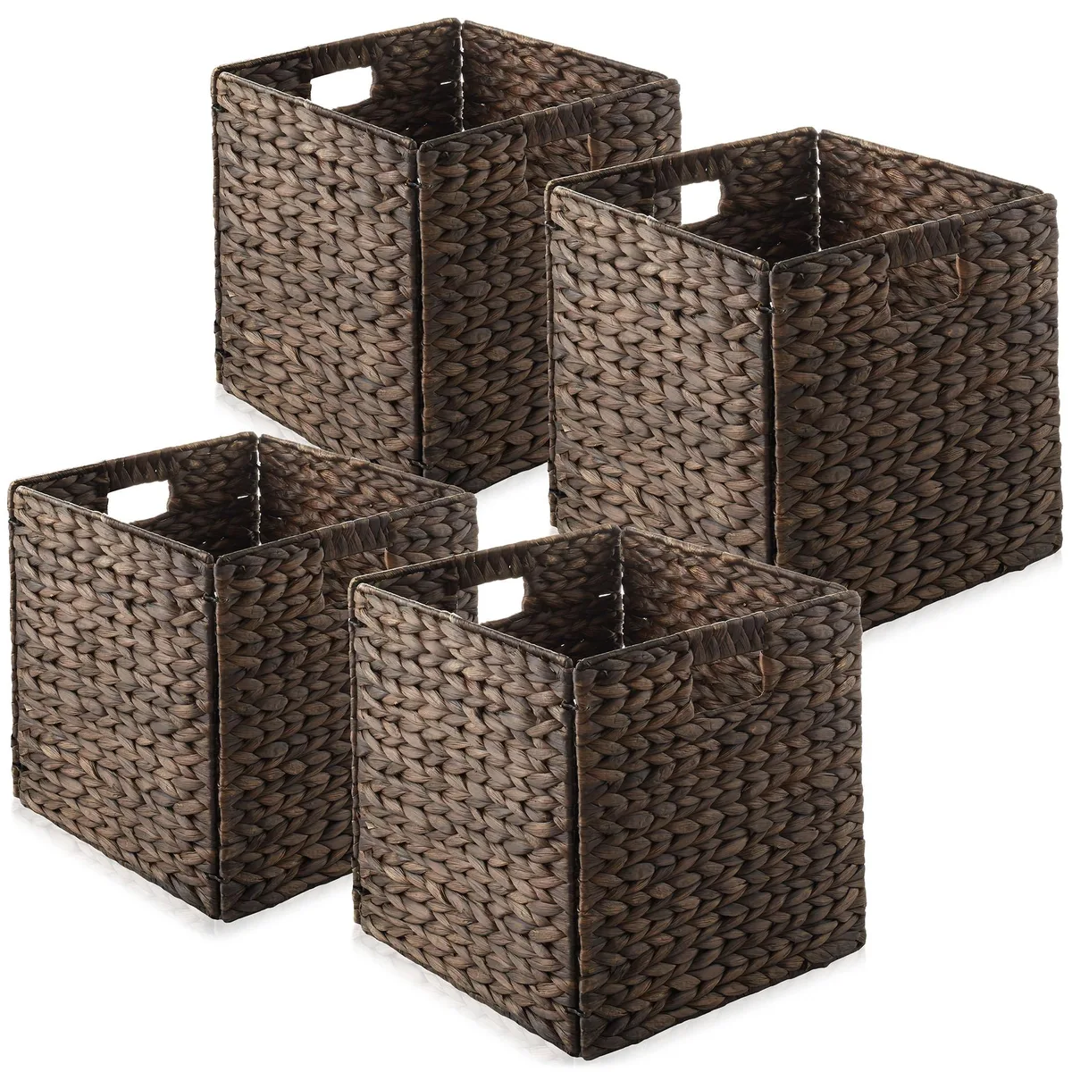 Casafield Casafield 12" Water Hyacinth Storage Baskets Espresso Set of 4 — product photo