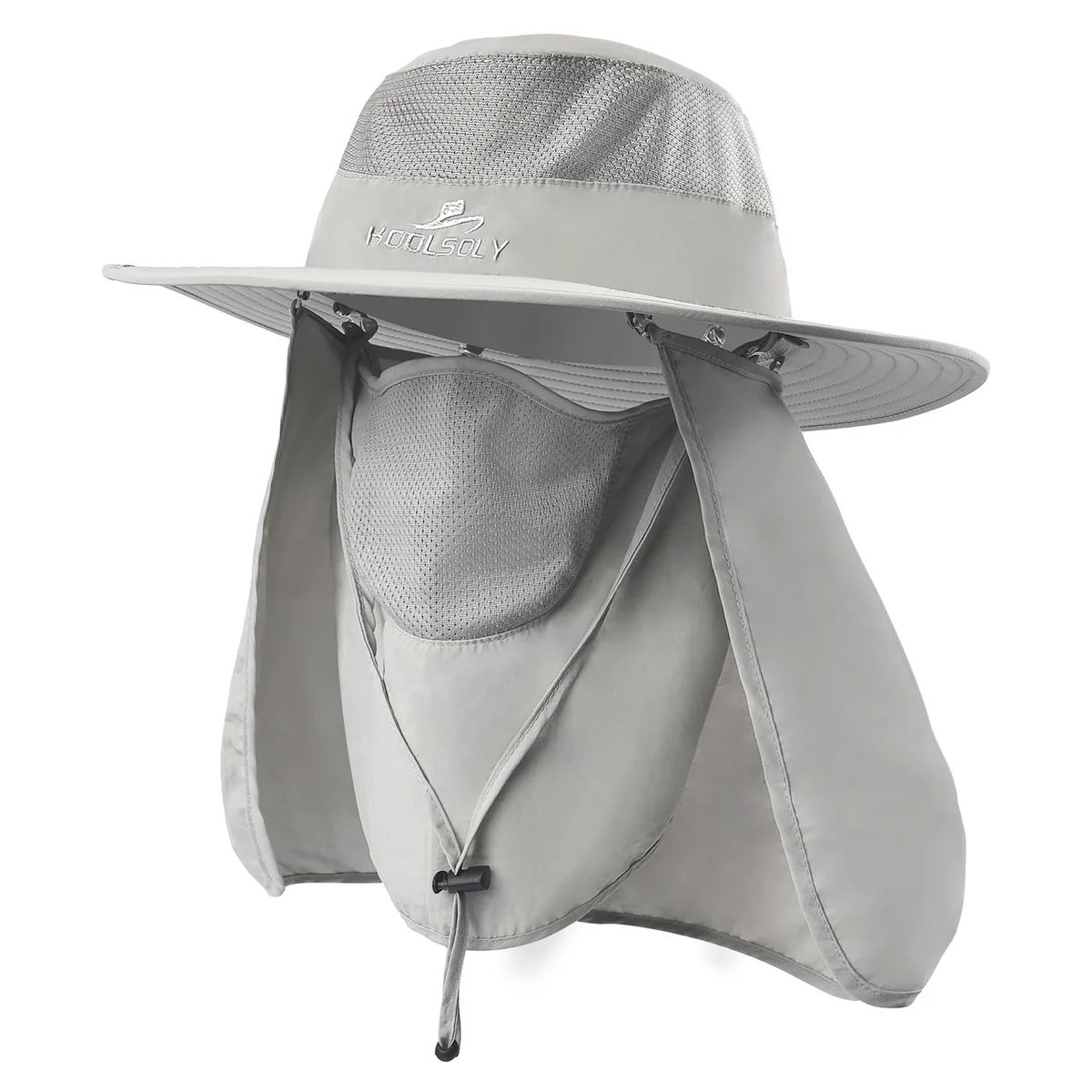 Black Luminosity Gaming fishing hat with wide brim removable neck flap and face mask