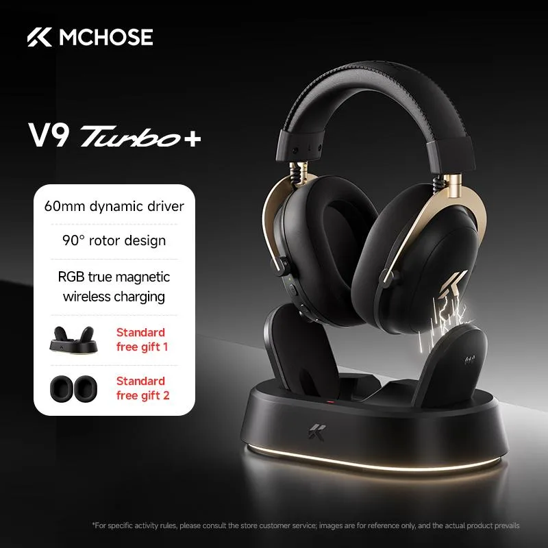 MCHOSE MCHOSE V9 Turbo+ 7.1 Wireless Gaming Headset Black Gold — product photo