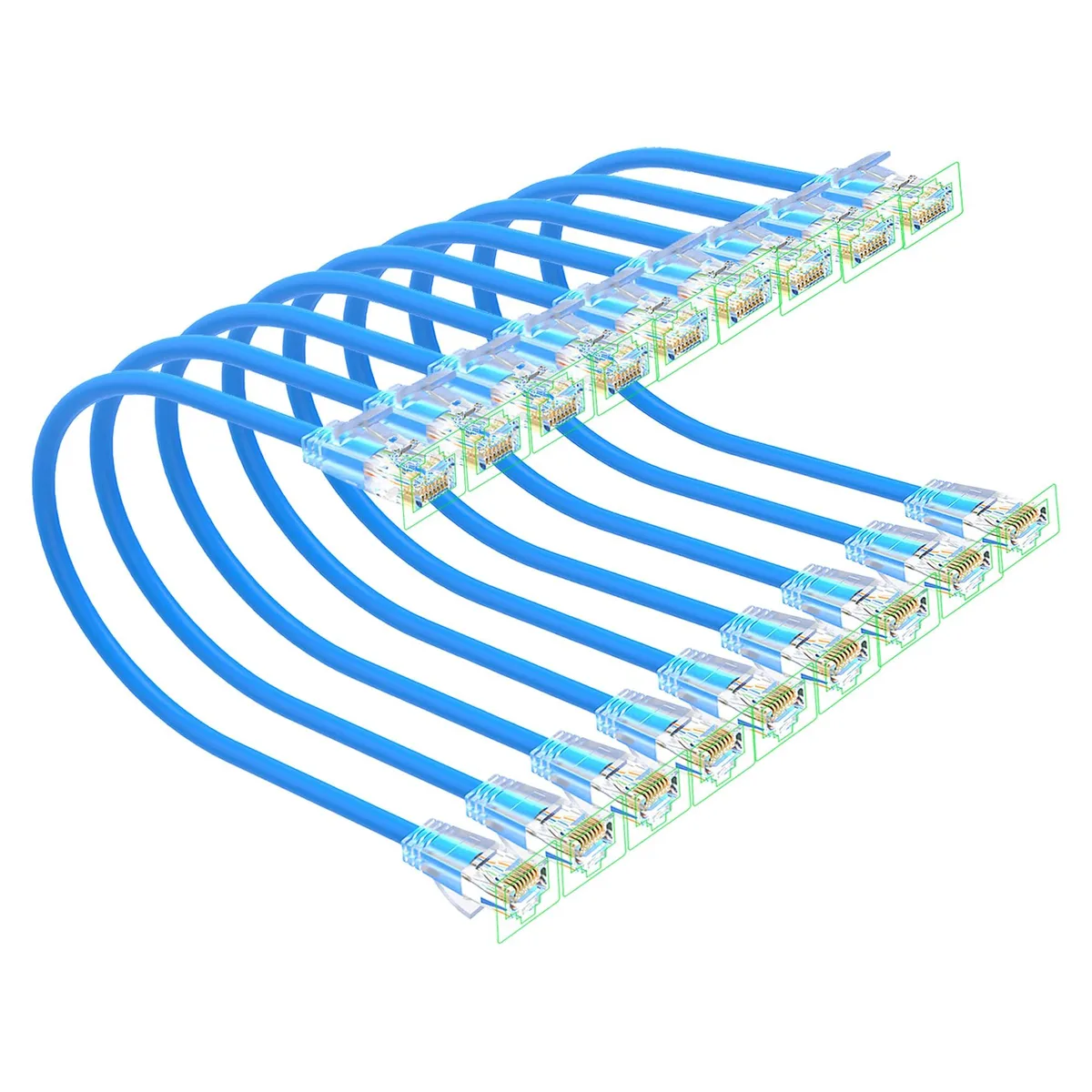  Xcftaud Cat6a 10Gbps 550MHz 28AWG 3ft 10Pack Blue — product photo