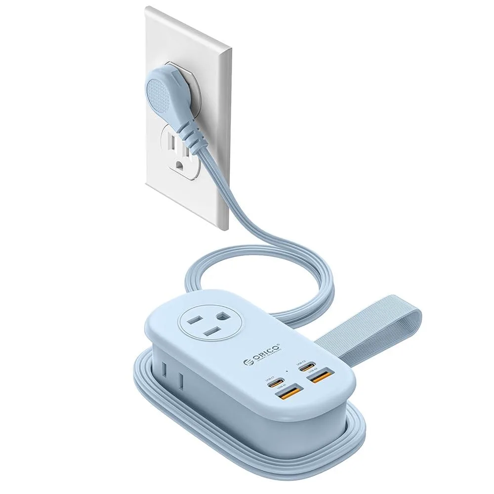Orico Orico 65W GaN Power Strip 7-in-1 Blue 3 AC 2 USB-C 2 USB-A 4ft AP3 — product photo