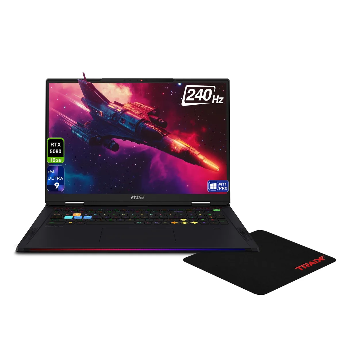MSI MSI Raider 18 HX A2XWIG-420US005 18" QHD+ 240Hz Ultra 9 285HX RTX 5080 32GB 1TB Core Black — product photo