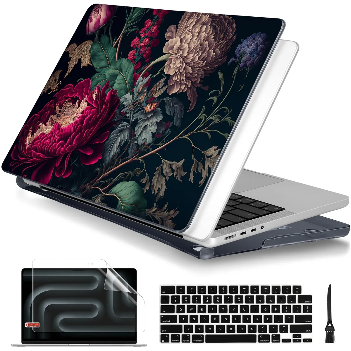 Batianda Batianda MacBook Pro 16 inch Case Flowers Series Vintage Flower 2 in 1 accessory — product photo