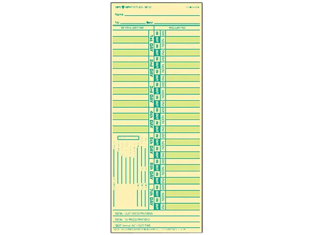 TOPS TOPS 1275 Bi-Weekly Time Card 500/Box inventory supply — product photo
