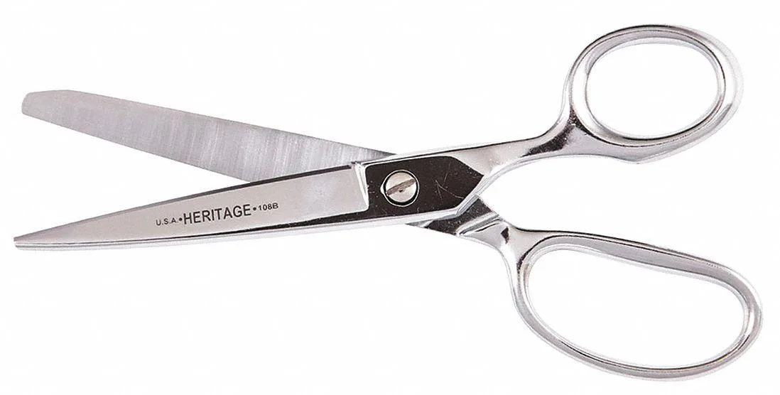 Straight 8-inch trimmer with blunt tips, chrome-plated steel