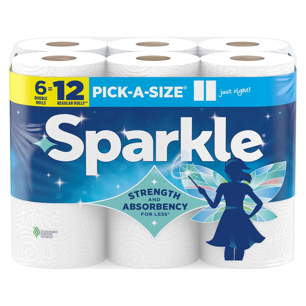 Six double rolls of natural 2-ply paper towels, 660 sheets total, vinyl finish