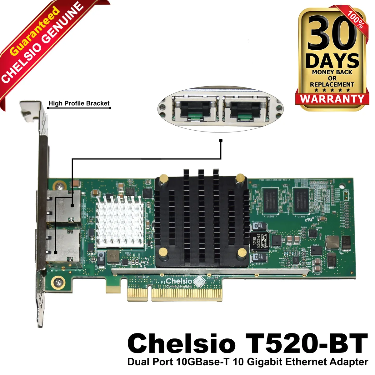 DELL DELL T520-BT dual-port 10GBase-T RJ-45 PCIe 3.0 network adapter laptop replacement part — product photo