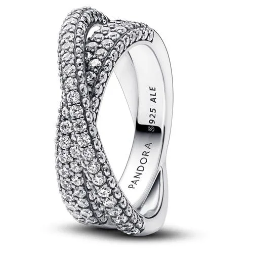 PANDORA Pandora Timeless Pave Crossover Dual Band Ring — Sterling Silver — product photo