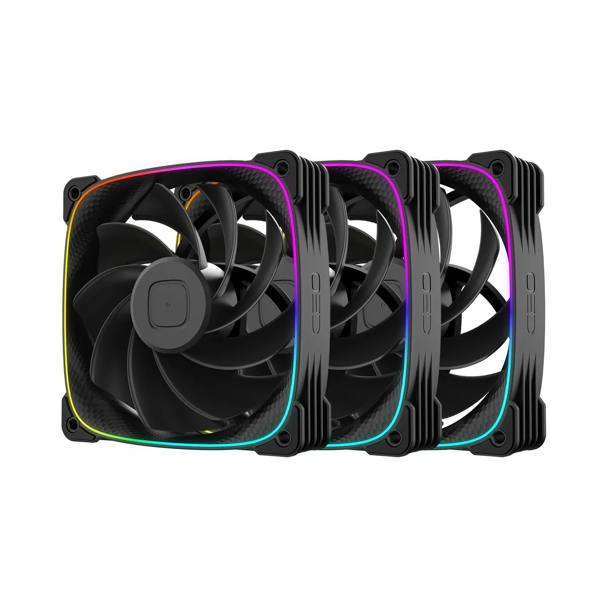 Geometric Future Geometric Future Squama 3003R-12 120x30mm Reverse Blade ARGB PWM Case Fan 3-Pack Black — product photo