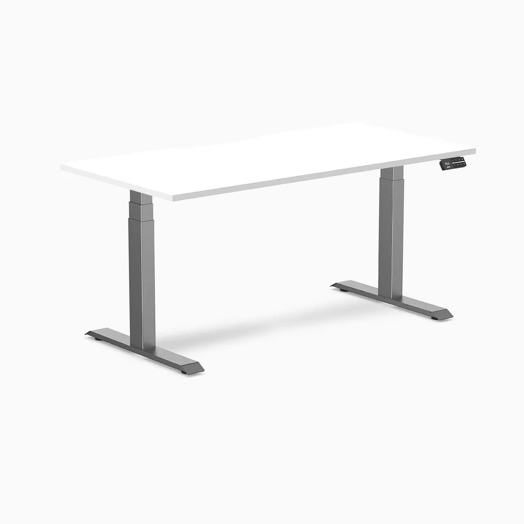 Desky Desky Dual Scalloped Laminate Sit Stand Desk White 59.1 x 29.5 in Space Gray — product photo