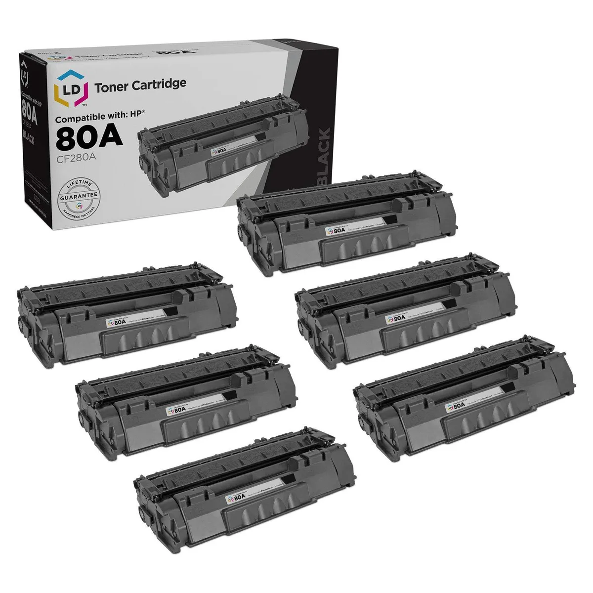 LD Products LD Products HP 80A CF280A Standard Yield Black Toner Cartridge 6-Pack — product photo
