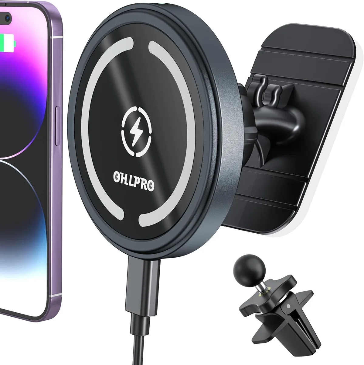 Leelbox Leelbox MagSafe Car Mount Charger 15W 360° Aluminium — product photo