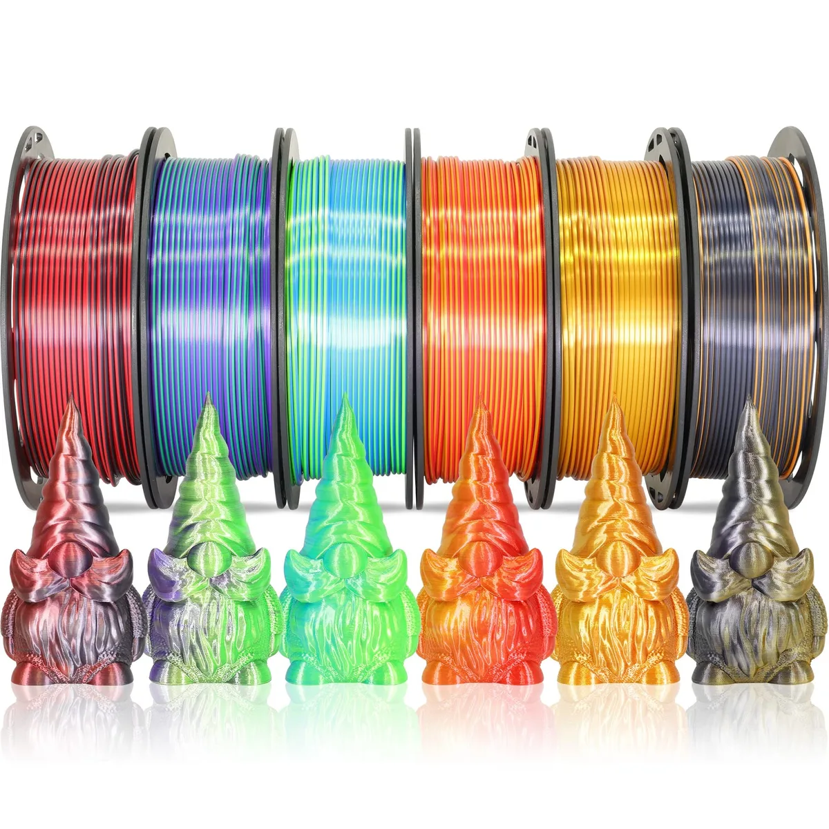  MIKA3D Bicolor Dual Color Silk PLA 1.75mm 6 Spools 1.5kg — product photo