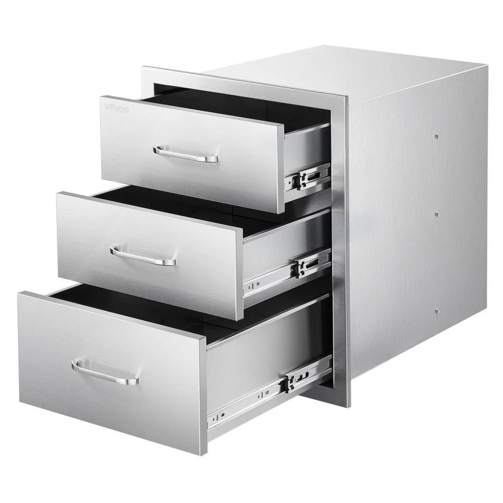 VEVOR VEVOR Outdoor Kitchen Drawers 18.11"W x 23.23"D x 23.23"H, Triple-Access Stainless Steel — product photo