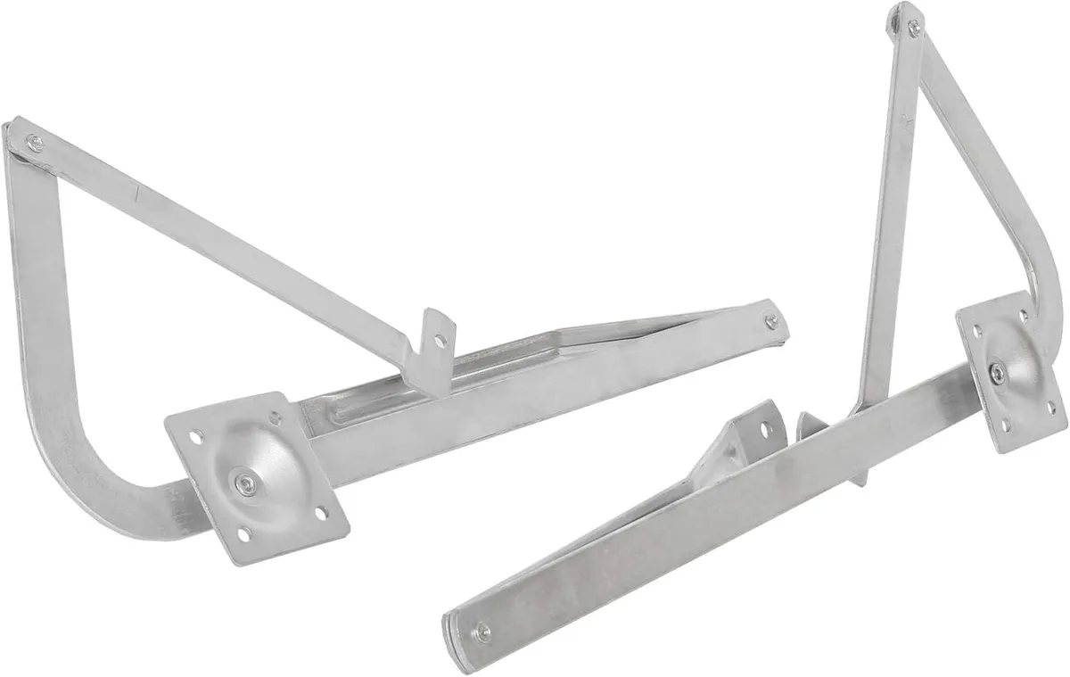 Pair of silver zinc attic ladder hinge arms