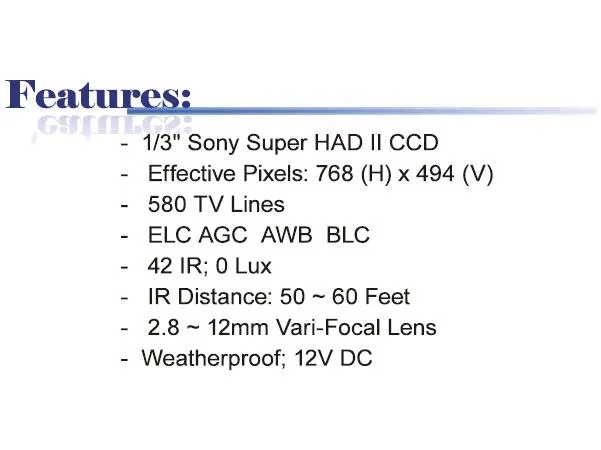 Bluecctv Bluecctv BL-IR9842VF-W-2812 analog camera White 12V DC — product photo