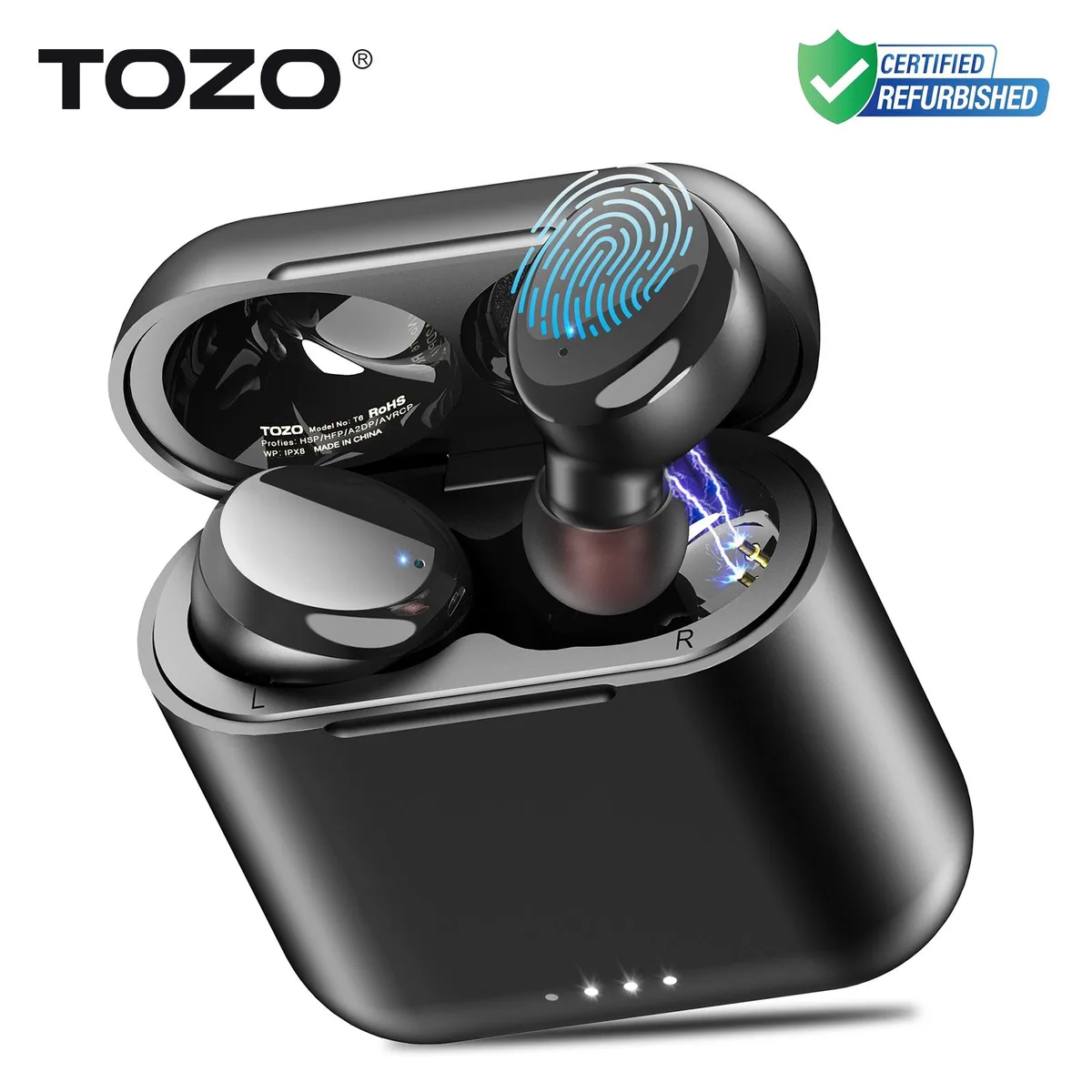 TOZO Store TOZO Store T6 Wireless Earbuds Bluetooth 5.3 IPX8 Black — product photo