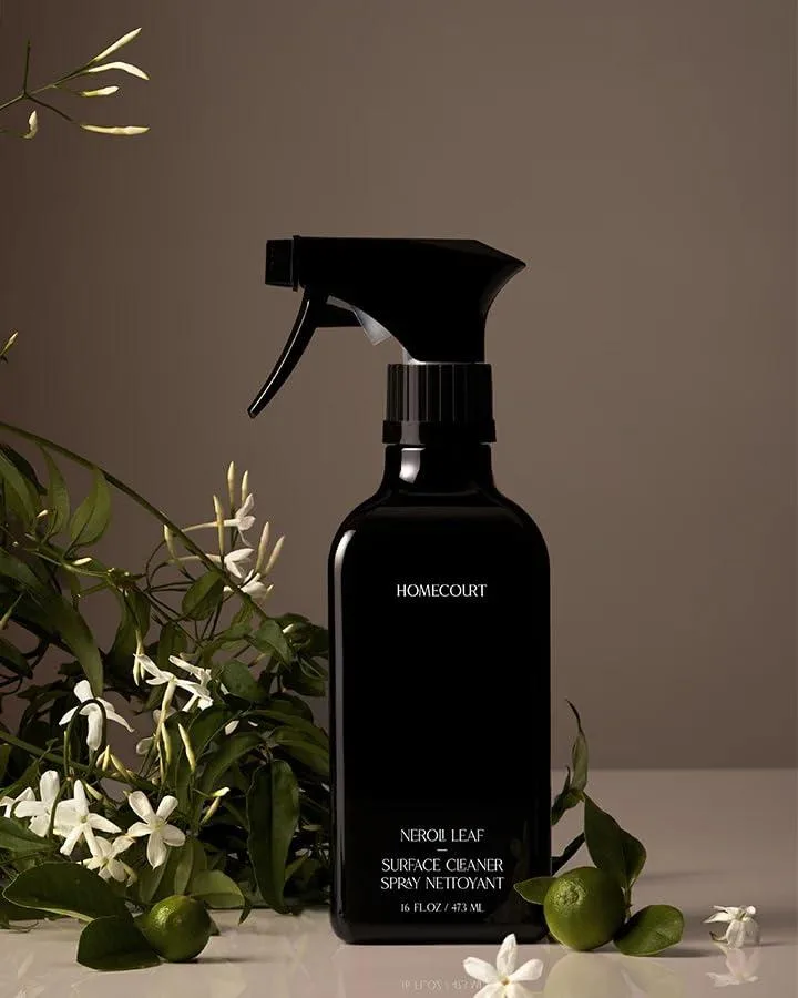 Clear spray bottle with green trigger, 16 fl oz, Neroli Leaf label